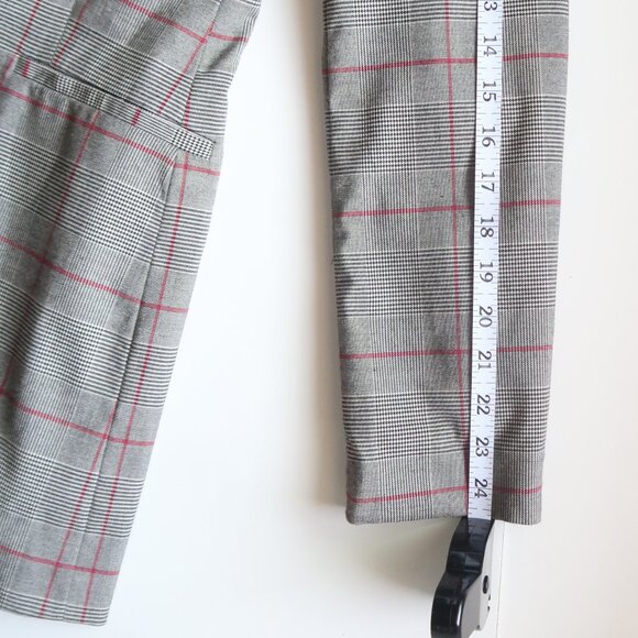 Zara Gray Plaid Checkered Single-breasted Blazer Red Windowpane Classic Office M - Picture 13 of 14